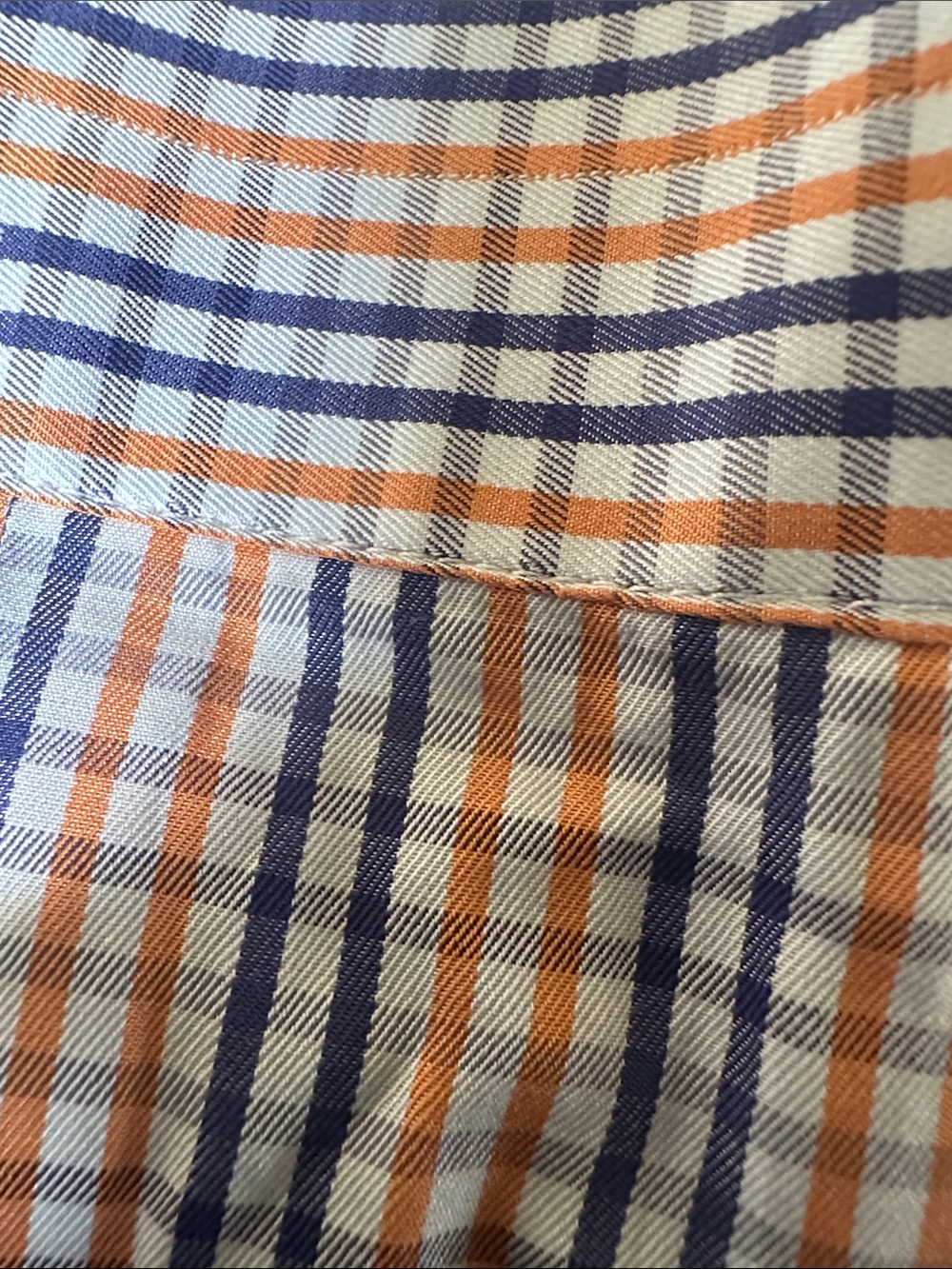 Isaia Multicolor Check Blue Orange White Pattern Button-Up Men’s Dress Shirt Siz